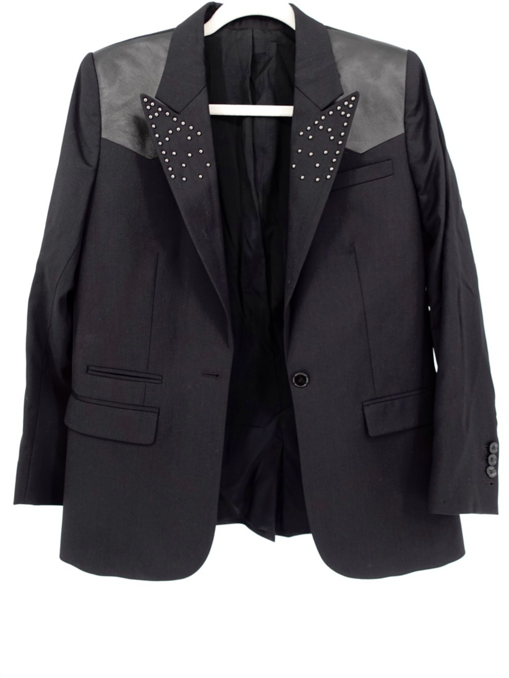 NWT THE KOOPLES Black Stud-Embellished Womens Blazer Jacket